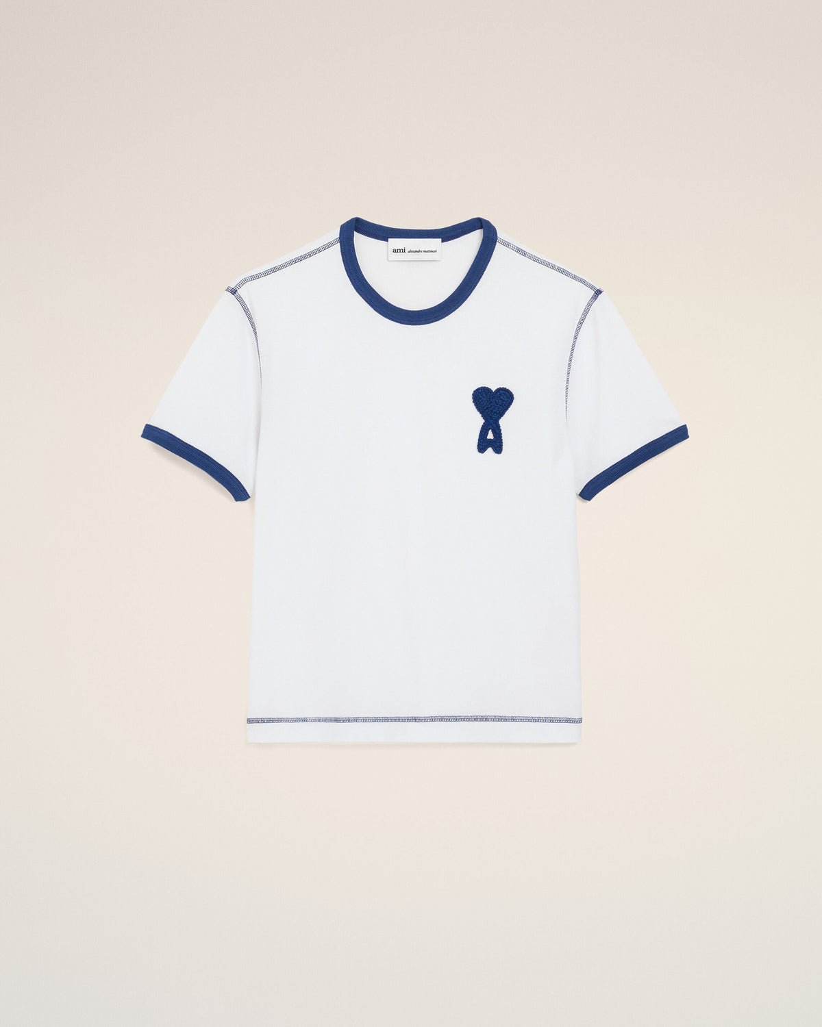 White Cotton Ami De Coeur Knitted Patch T-shirt