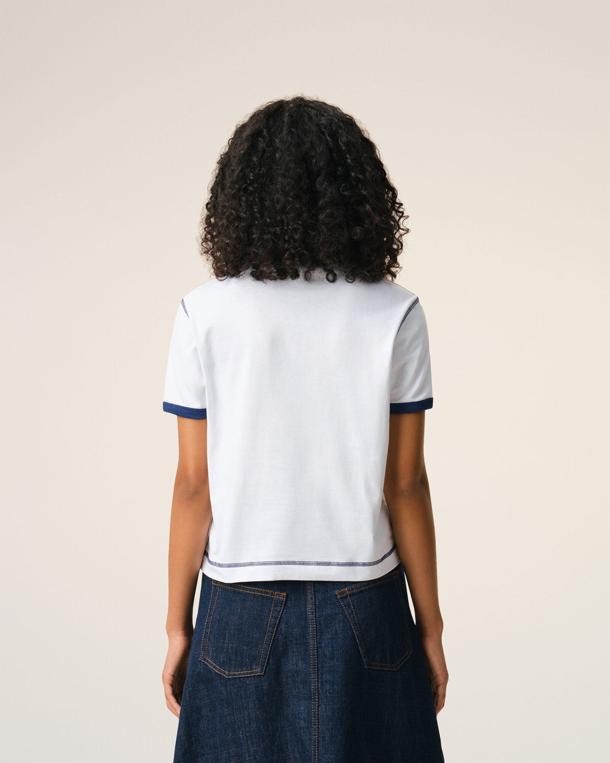 White Cotton Ami De Coeur Knitted Patch T-shirt